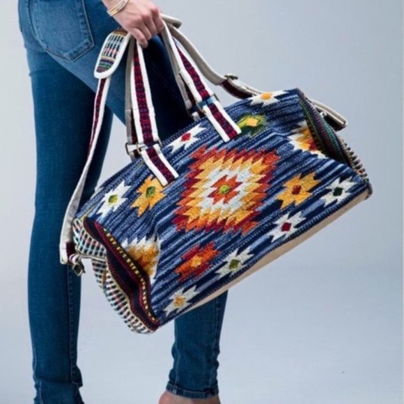 NEW Navajo Aztec Woven Weekender Duffle Bag - Picture 8 of 8